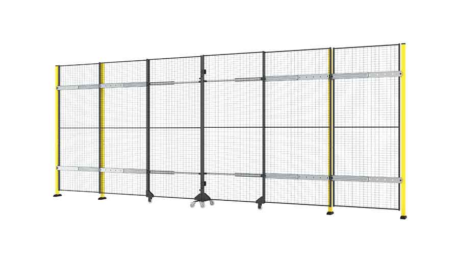 Puerta corredera sin carril con cierre central