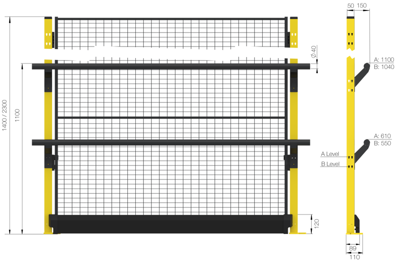 Altura 1400 mm sin panel