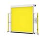 closed yellow high speed roll door with posts for machine guarding