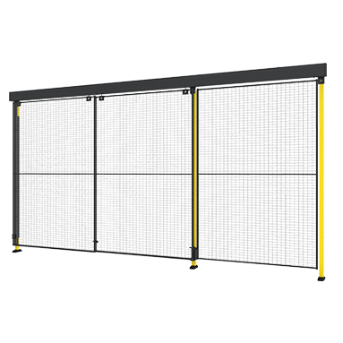 Puerta corredera doble con carril de 2 niveles