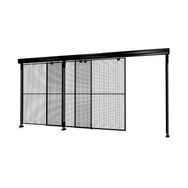 Puerta corredera doble con carril de 2 niveles