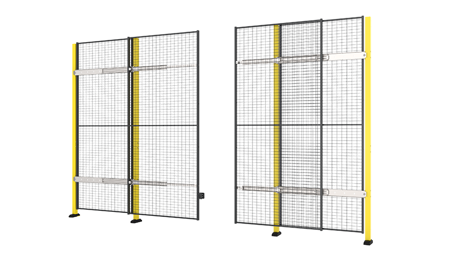 Puerta corredera sin carril con cierre central